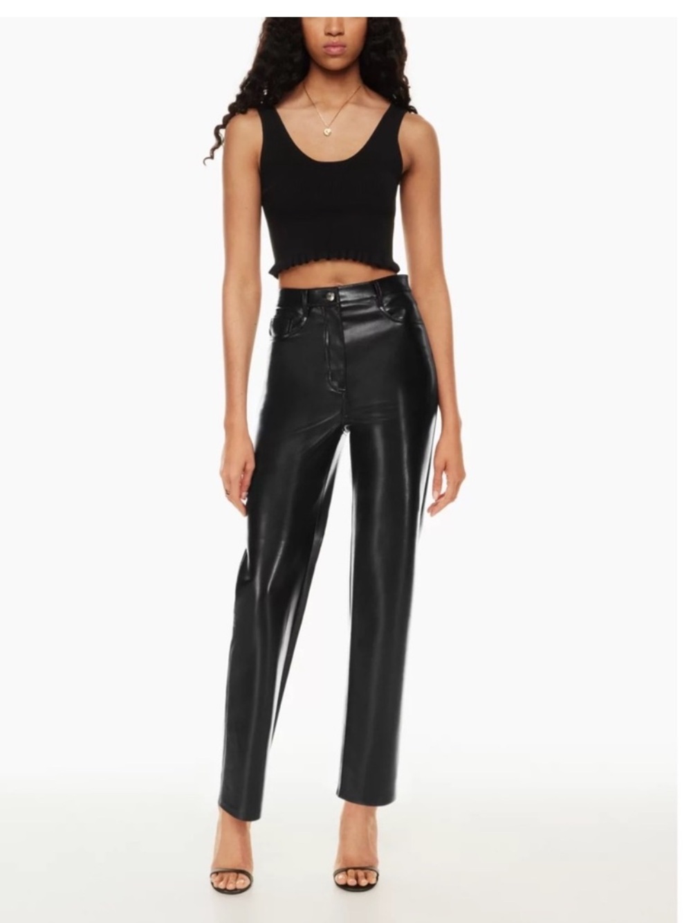 Aritzia Wilfred The Melina Black Faux Leather Pants 12